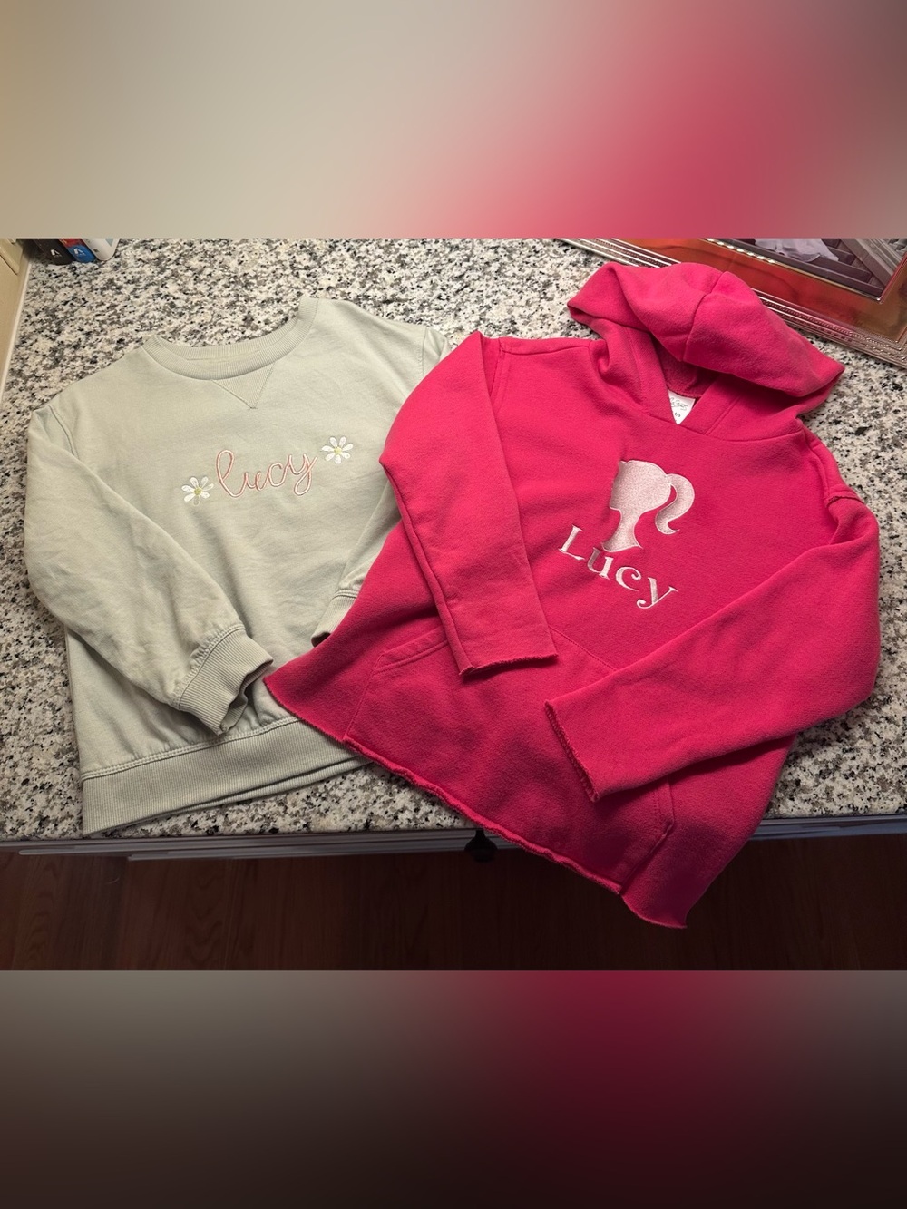 Lucy Embroidered Sweatshirt & Hot Pink Hoodie Set